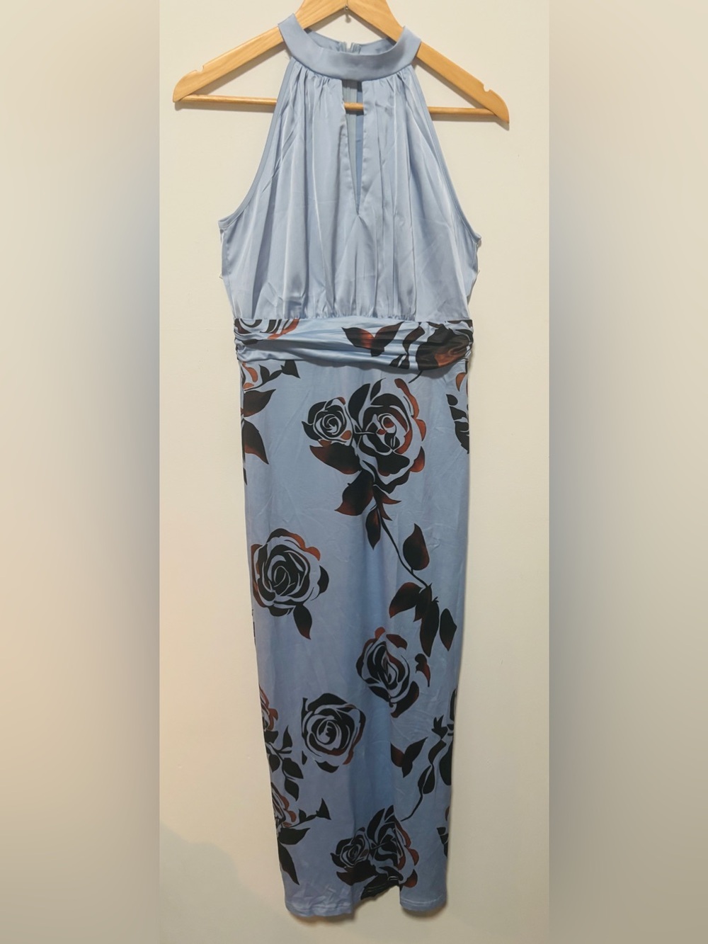 SHEIN Light Blue Sleeveless Long Dress Printed Skirt Size S NWOT